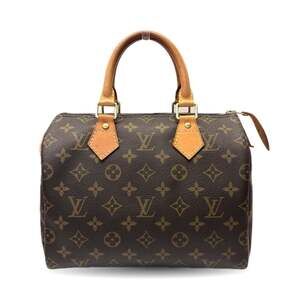 LOUIS VUITTON Brown Monogram Leather Speedy 25 Boston Bag